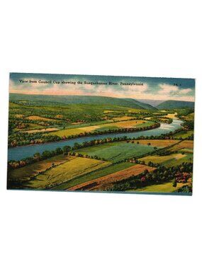 View From Council Cup Susquehanna River PA Mebane Card Co Vintage Postcard USA